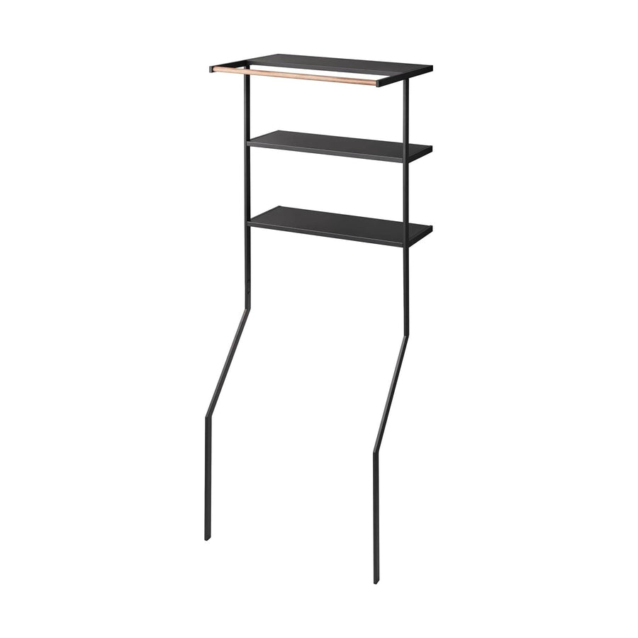 tower Standing Laundry Shelf Black Laundry Rack with Hanger Bar