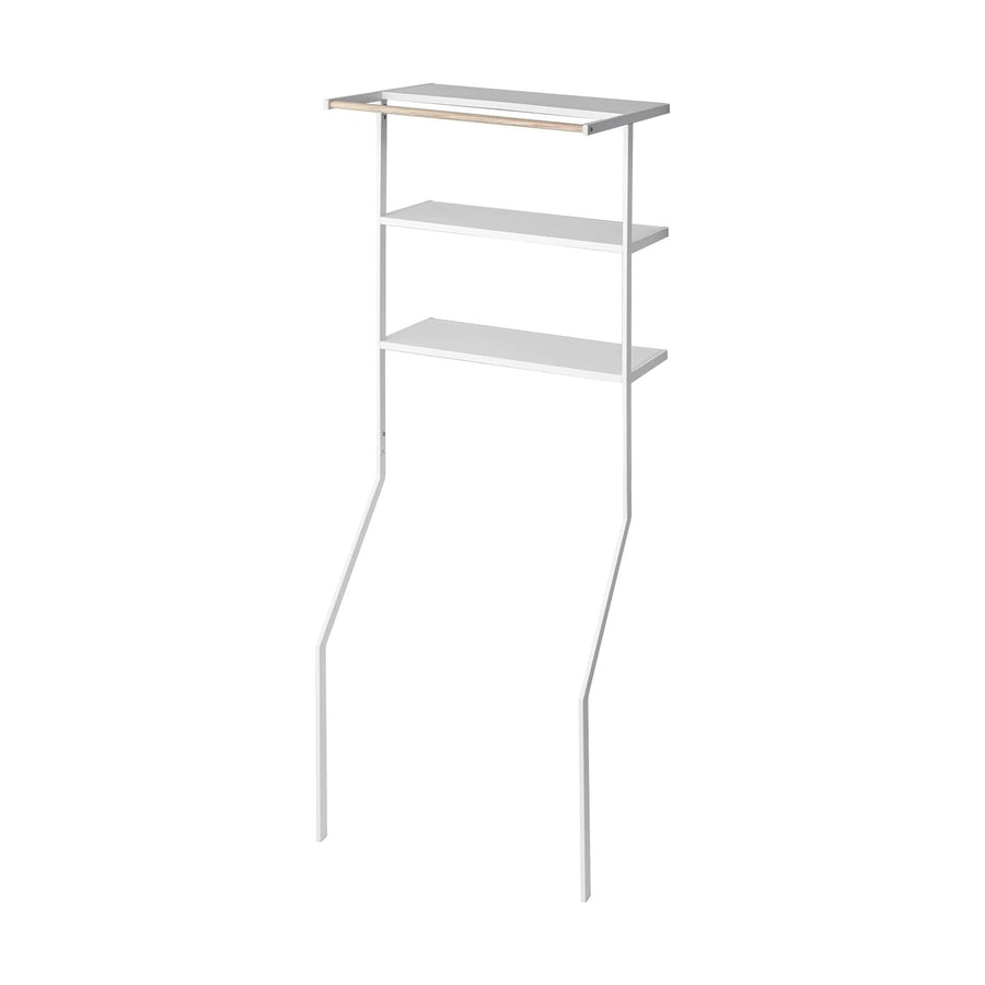 Tower Standing Laundry Shelf, White, Laundry Rack, with Hanger Bar