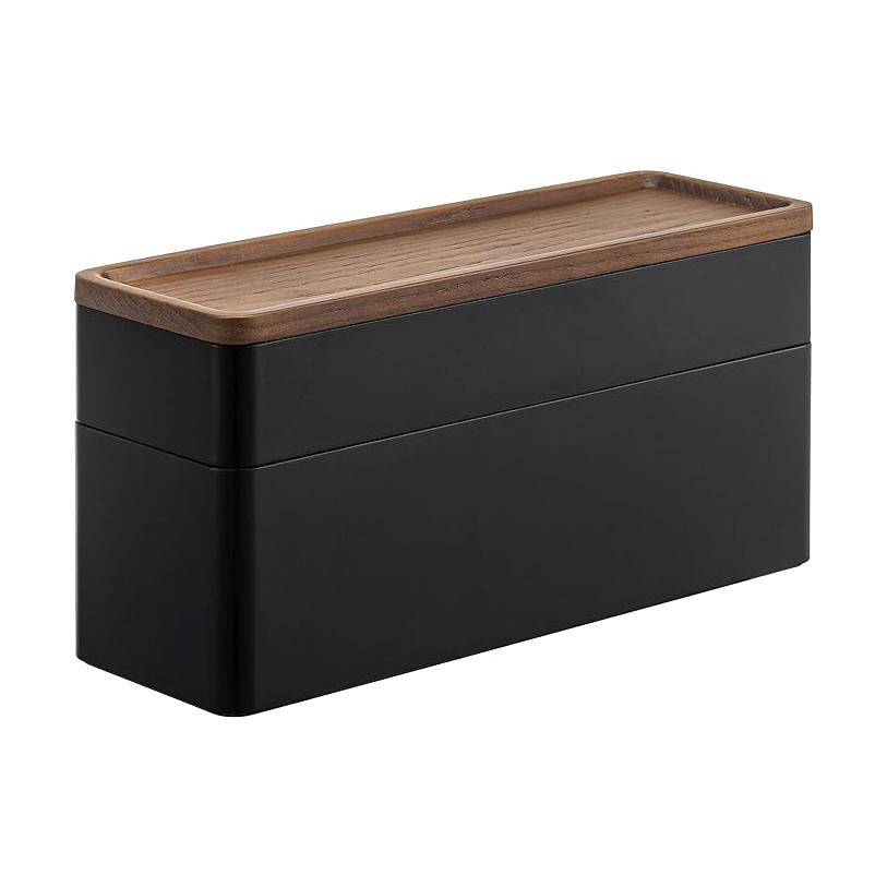 RIN Slim Accessory &amp; Watch Case with Tray, Brown, Lid becomes a tray for storing accessories