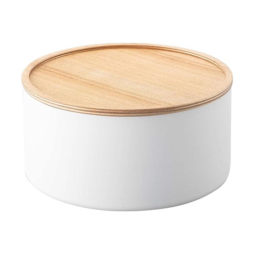 RIN Storage Case with Lid, Round, Deep, Natural, Lid Becomes a Tray, Storage Box