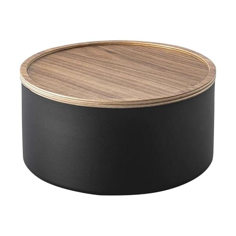 RIN Storage Case with Lid, Round, Deep, Brown, Lid Becomes a Tray, Storage Box