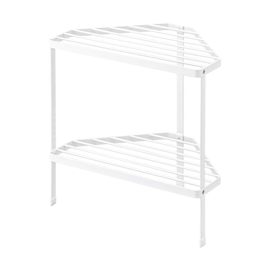 tower Kitchen Corner Rack, White, 2 Tier, Stove Back Rack, Pot Holder