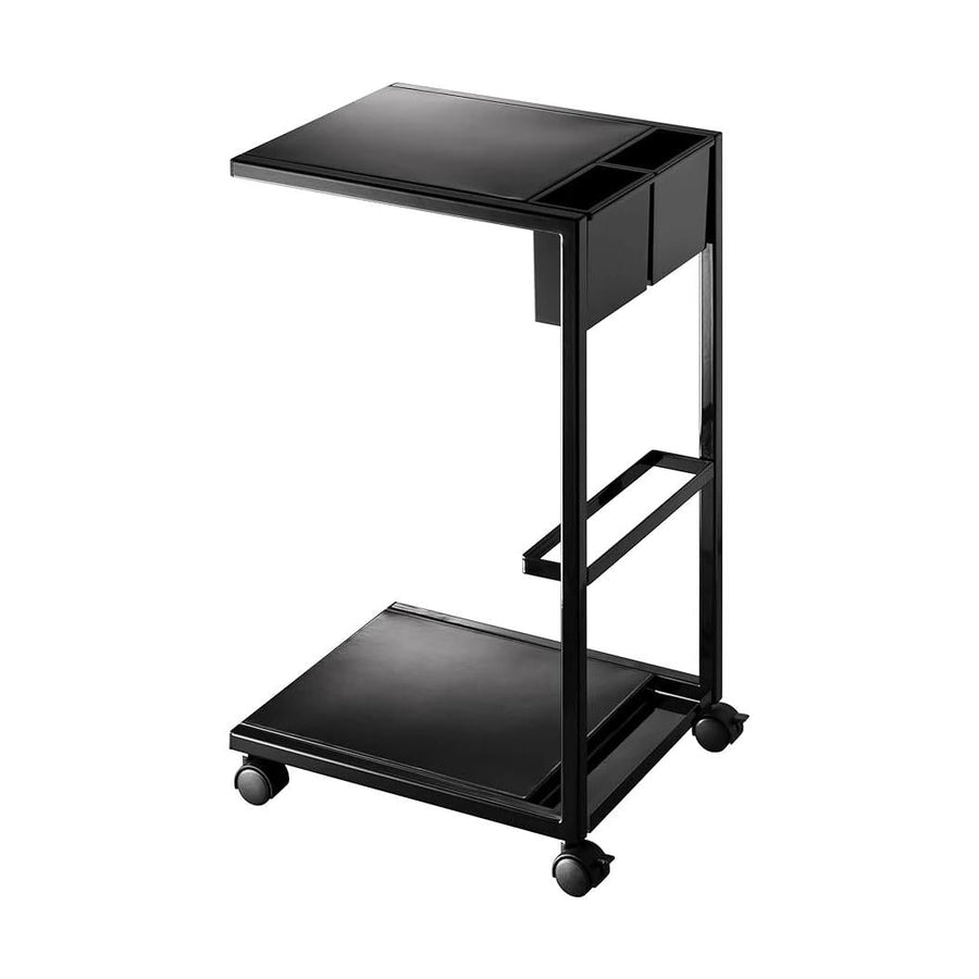 tower side table wagon black with casters magazine rack accessory storage