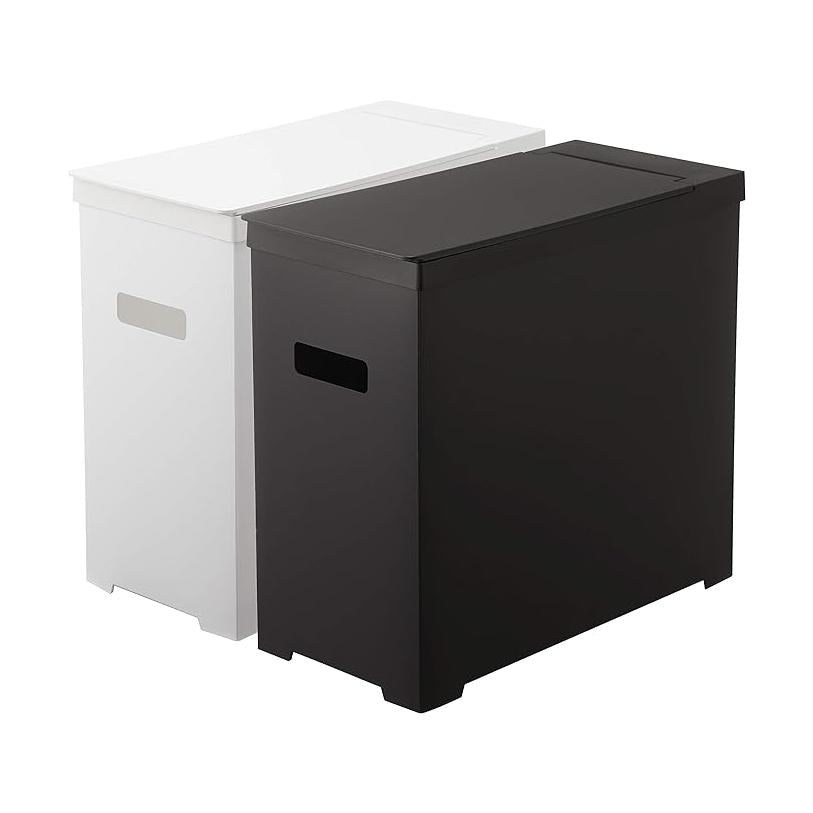 Tower Under-sink Trash Can with Lid, Set of 2, White &amp; Black, Foldable and Portable