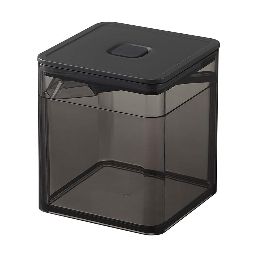 tower Airtight Storage Container with Spoon and Valve, Black, Square, for Condiments, Tea Leaves, Anti-Oxidation