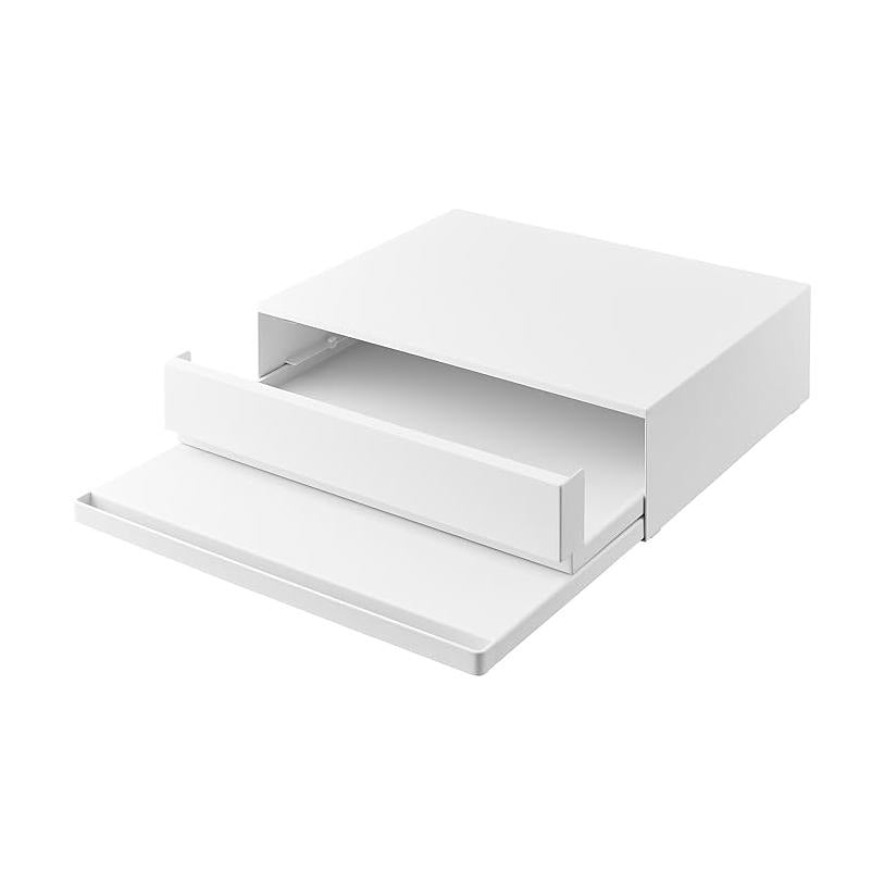 Tower Two-Way Kitchen Appliance Drawer &amp; Slide-out Table White with Slide-out Shelf Small Item Storage Work Space