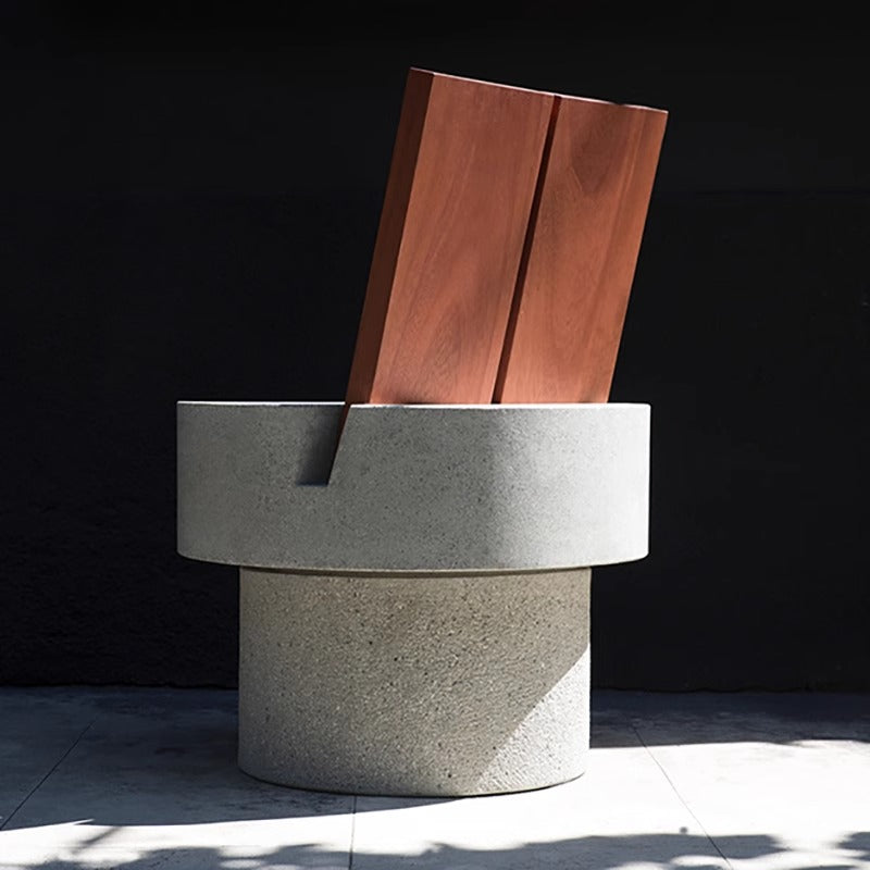 Natural wood concrete chair