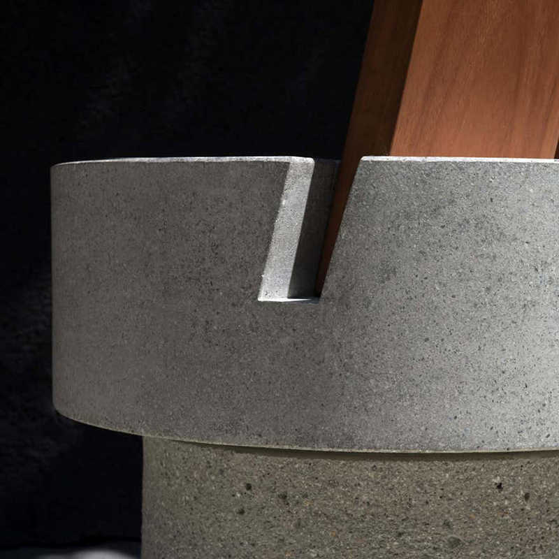 Natural wood concrete chair