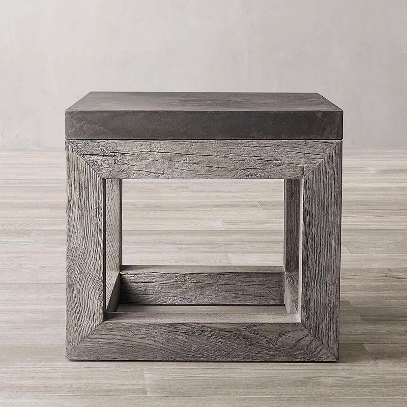 Natural wood concrete side table