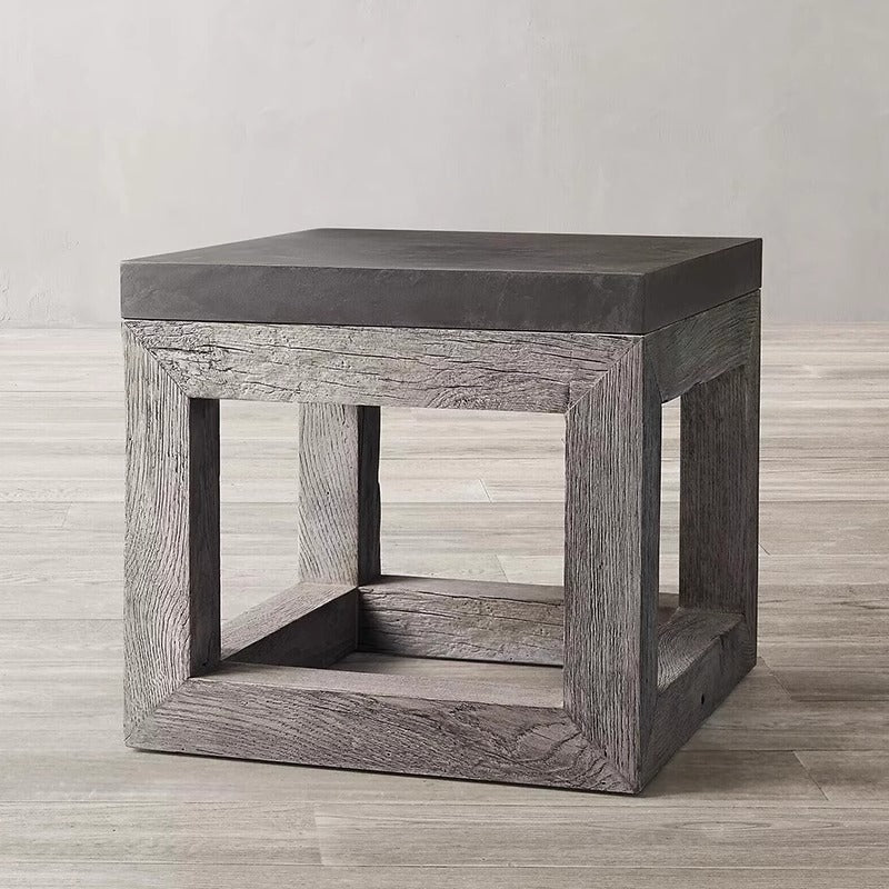 Natural wood concrete side table