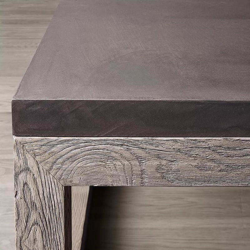 Natural wood concrete side table