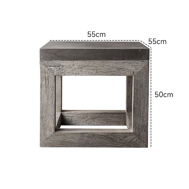 Natural wood concrete side table