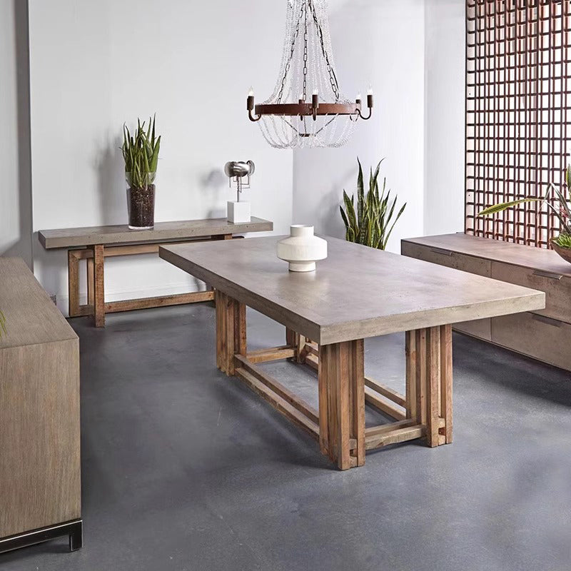 Natural wood concrete table