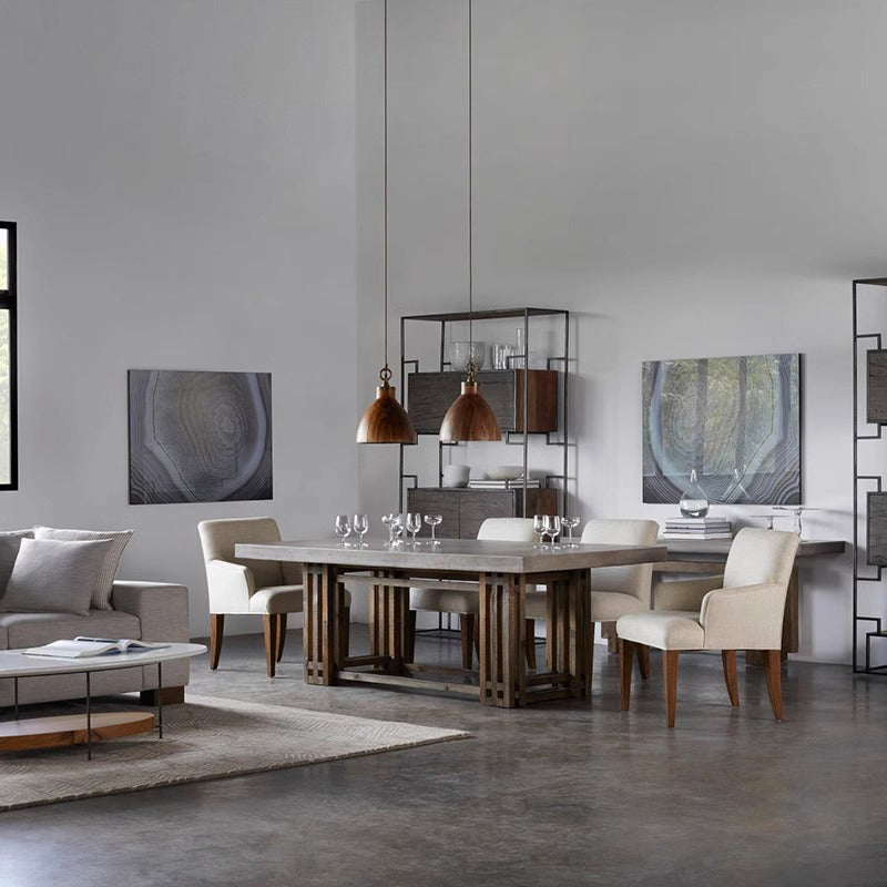 Natural wood concrete table
