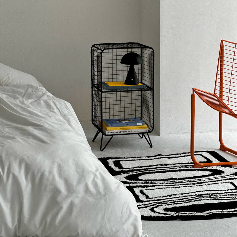 ブラック スタンド付き スチールメッシュ 2段ラック