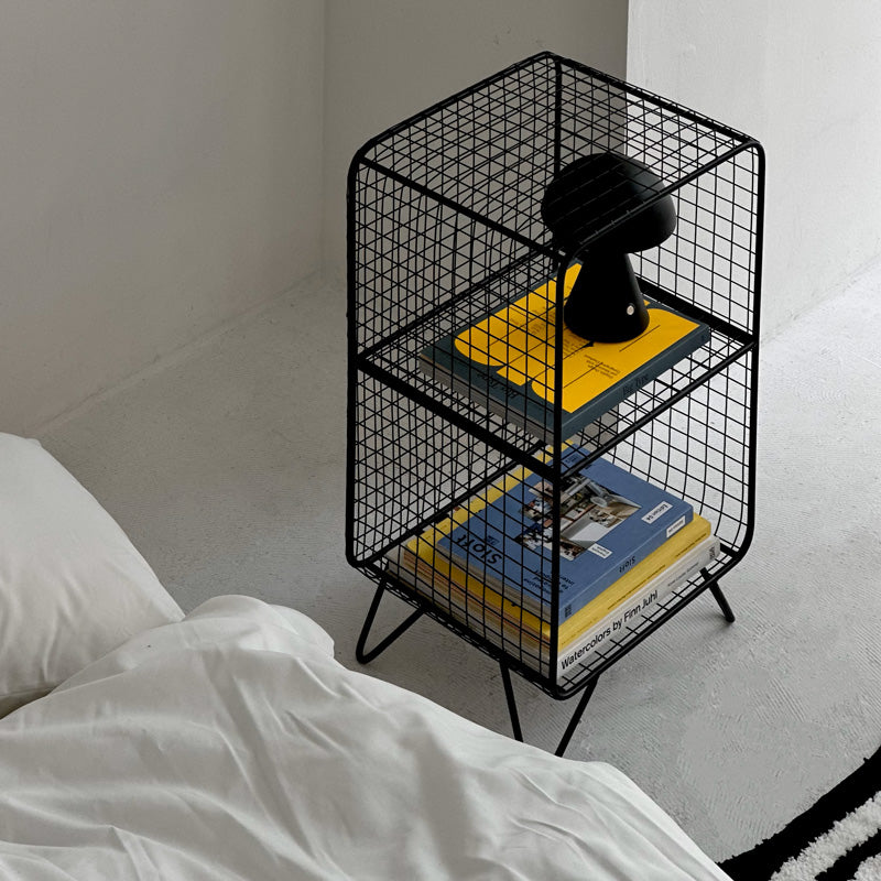 ブラック スタンド付き スチールメッシュ 2段ラック