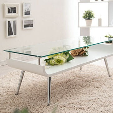 Low table with storage, center table, glass, wood