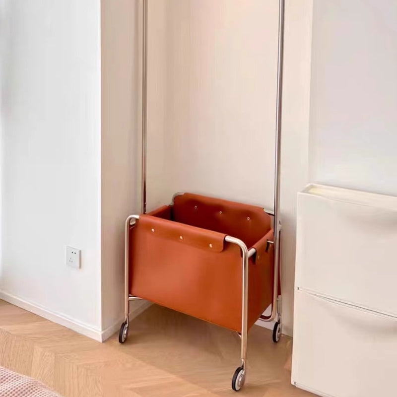 Leather clothes rack with casters
