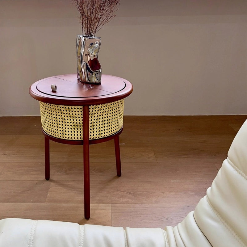 Round Rattan Side Table