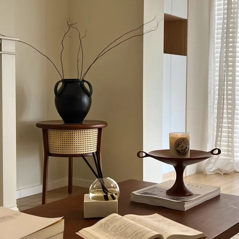 Round Rattan Side Table