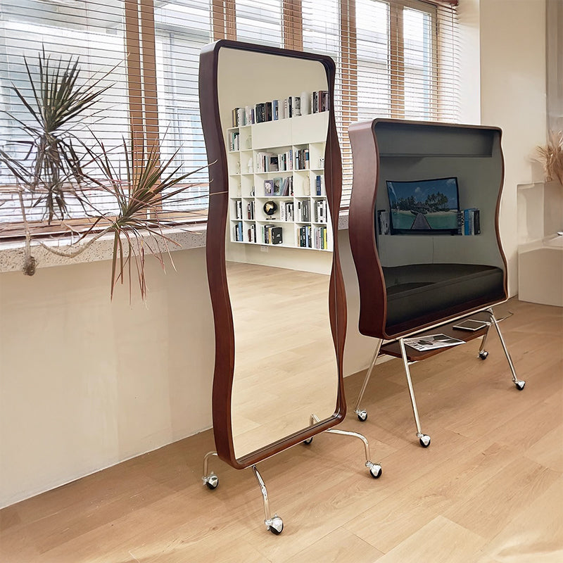 Rotating full-length mirror magazine rack
