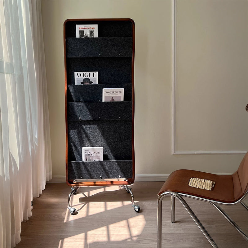Rotating full-length mirror magazine rack