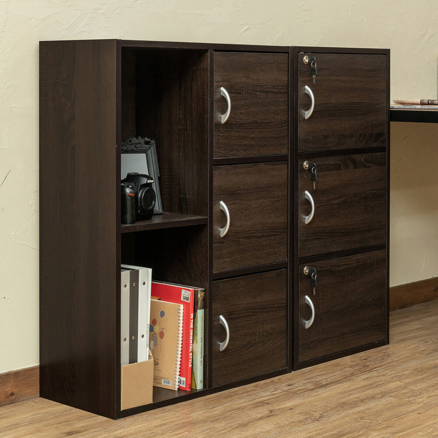 Basic design multi-purpose rack with wooden doors