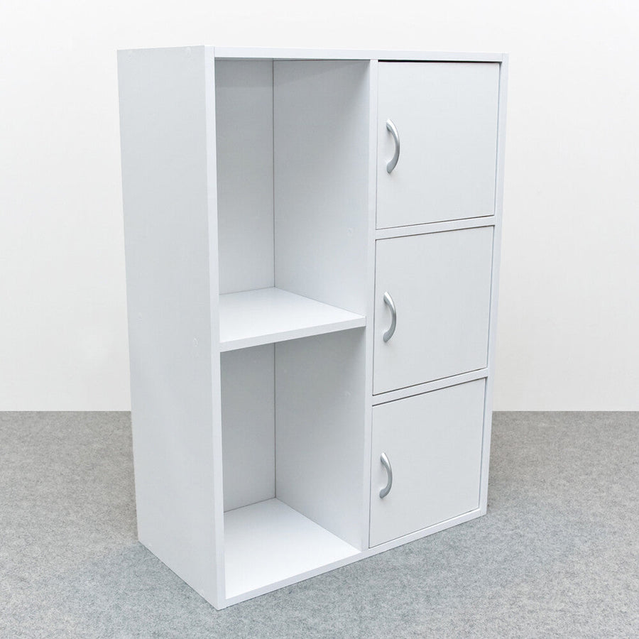 Basic design multi-purpose rack with wooden doors