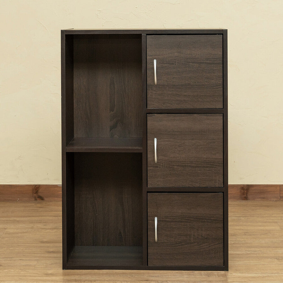 Basic design multi-purpose rack with wooden doors
