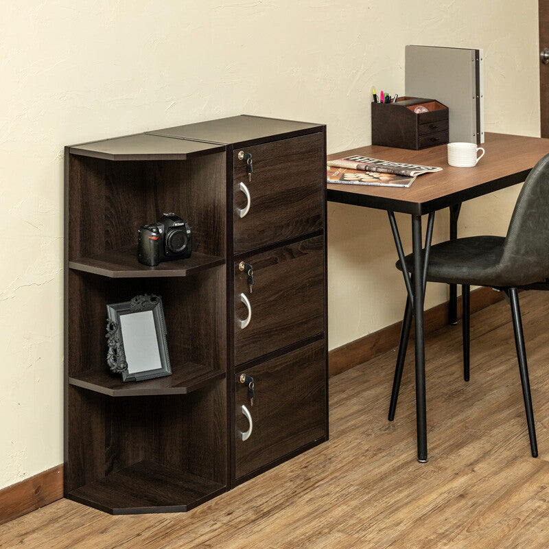 Basic design vertically connectable 3-tier/4-tier corner rack
