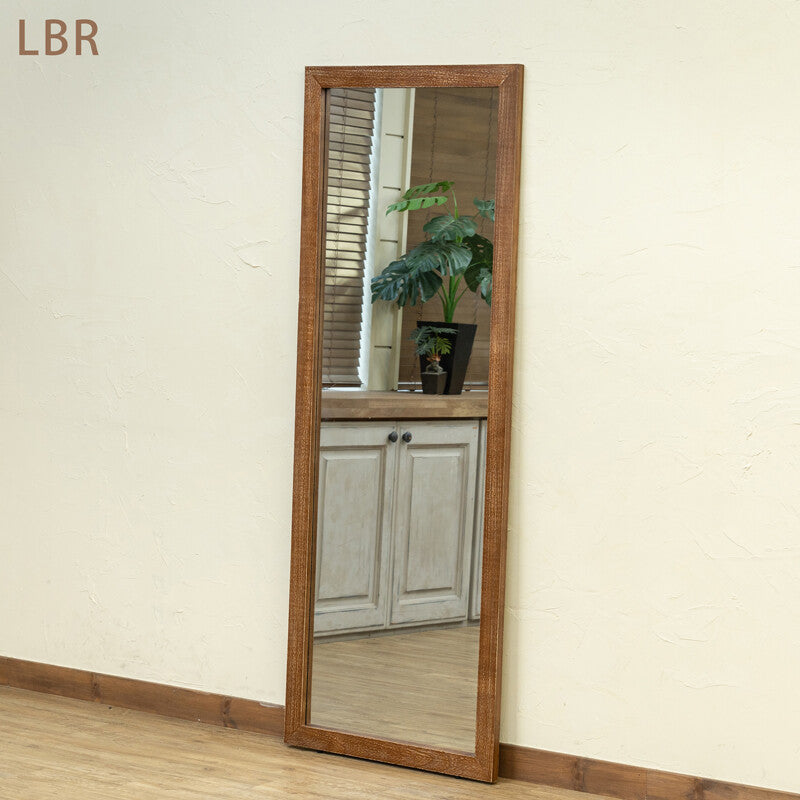 Antique wooden frame stand-up type jumbo mirror