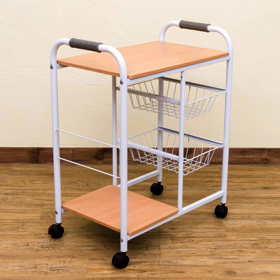 Basic design steel frame kitchen cart with basket and shelf