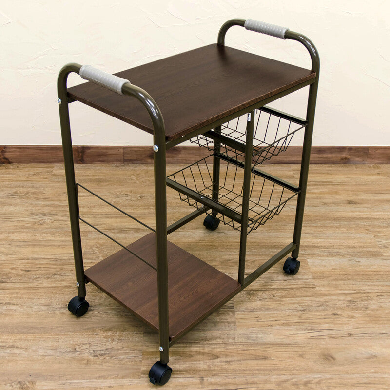 Basic design steel frame kitchen cart with basket and shelf