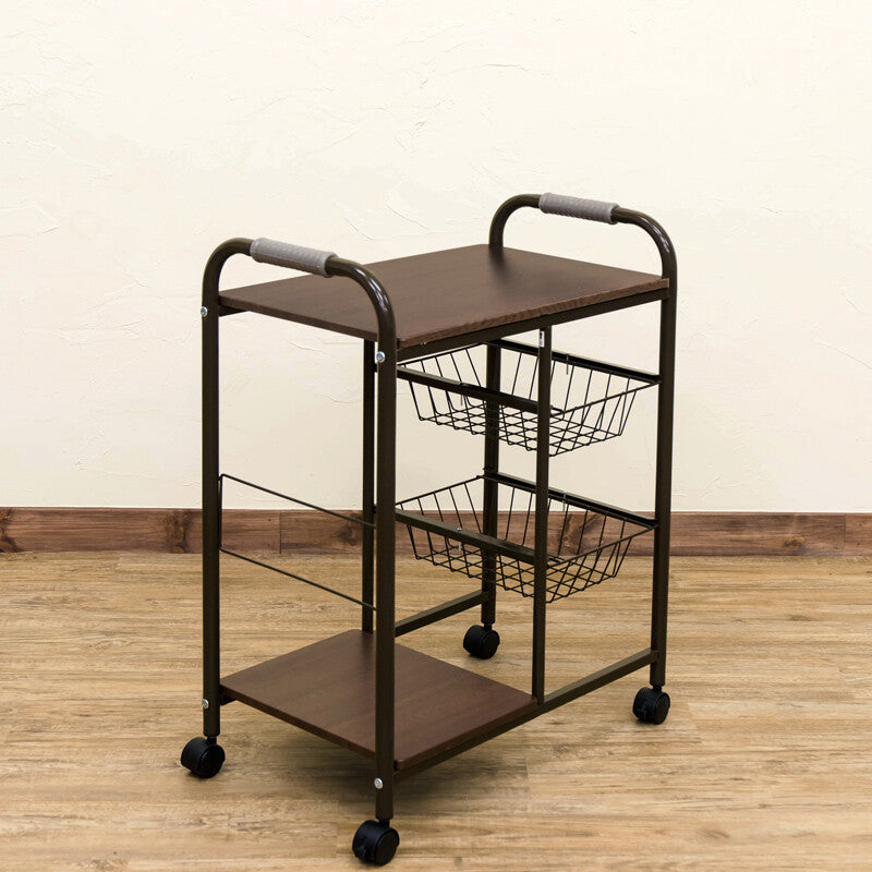 Basic design steel frame kitchen cart with basket and shelf