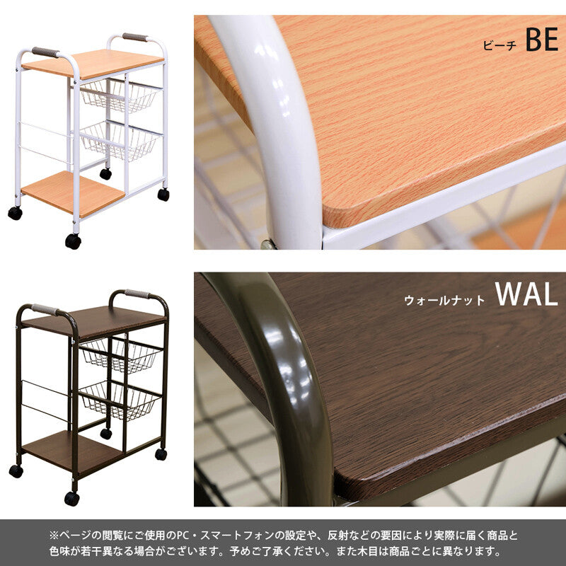 Basic design steel frame kitchen cart with basket and shelf