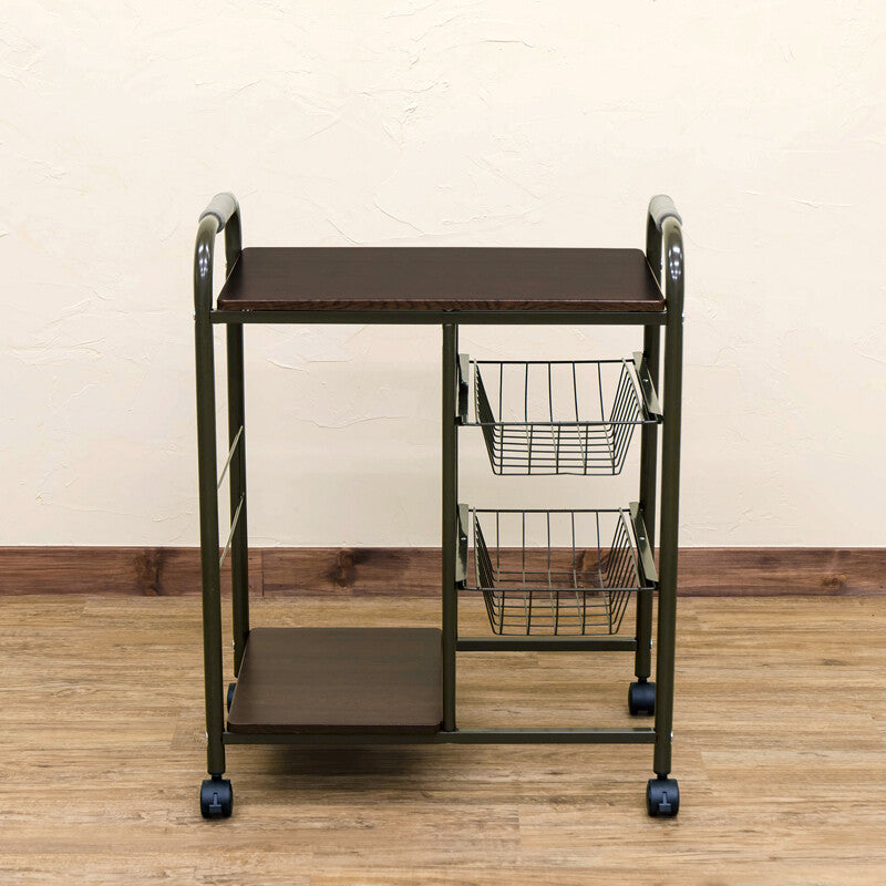 Basic design steel frame kitchen cart with basket and shelf