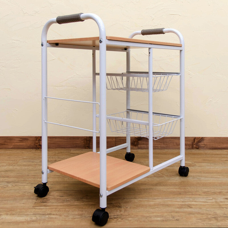 Basic design steel frame kitchen cart with basket and shelf