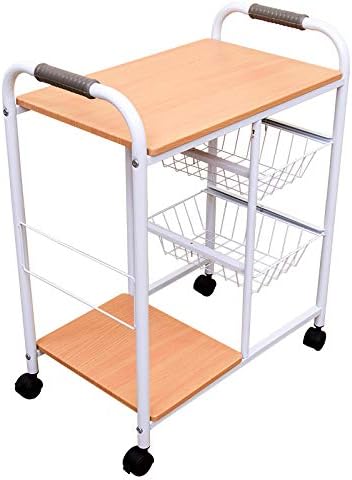 Basic design steel frame kitchen cart with basket and shelf
