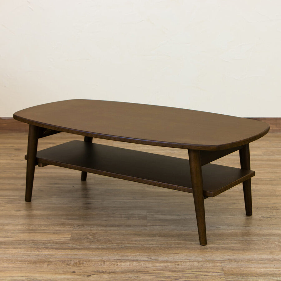 Natural wooden folding leg low table with shelf