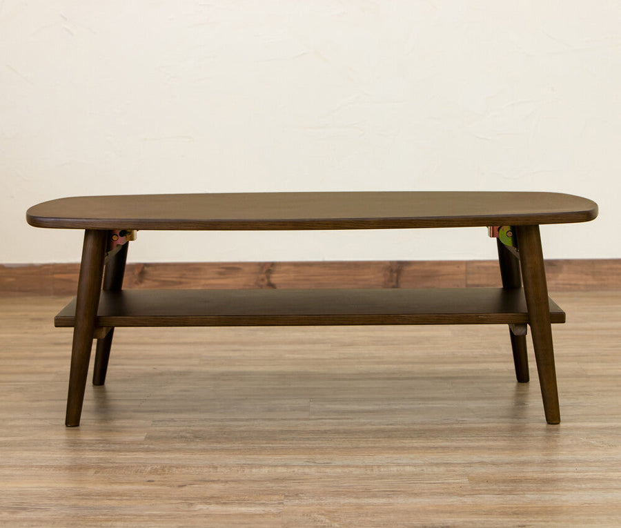 Natural wooden folding leg low table with shelf