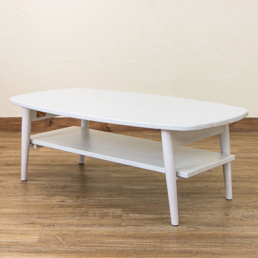 Natural wooden folding leg low table with shelf