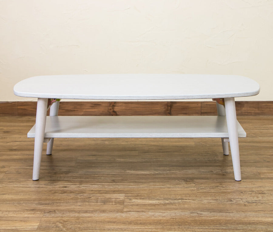 Natural wooden folding leg low table with shelf