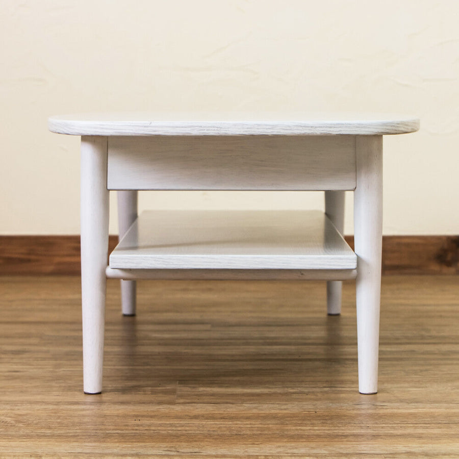Natural wooden folding leg low table with shelf