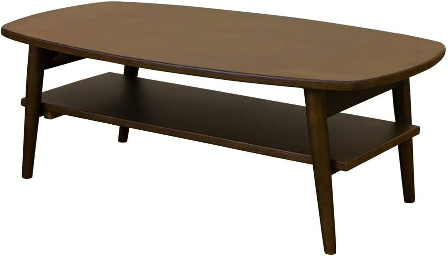 Natural wooden folding leg low table with shelf