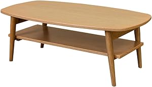 Natural wooden folding leg low table with shelf