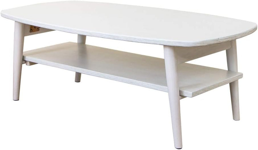 Natural wooden folding leg low table with shelf