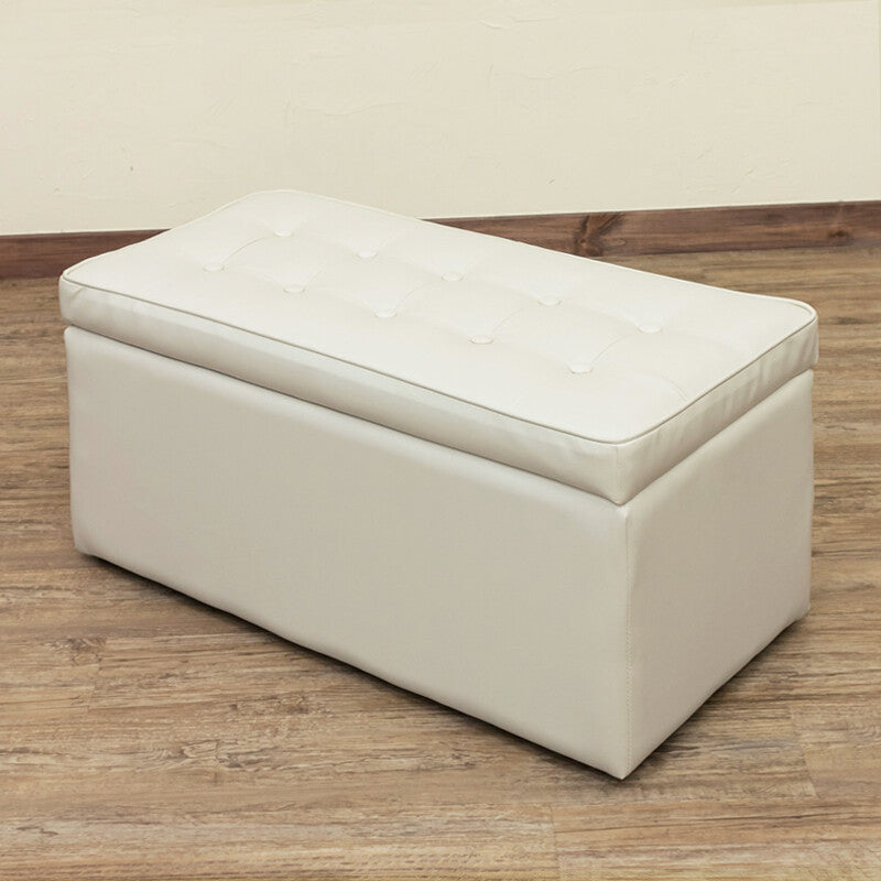 Retro PVC Leather Storage Bench