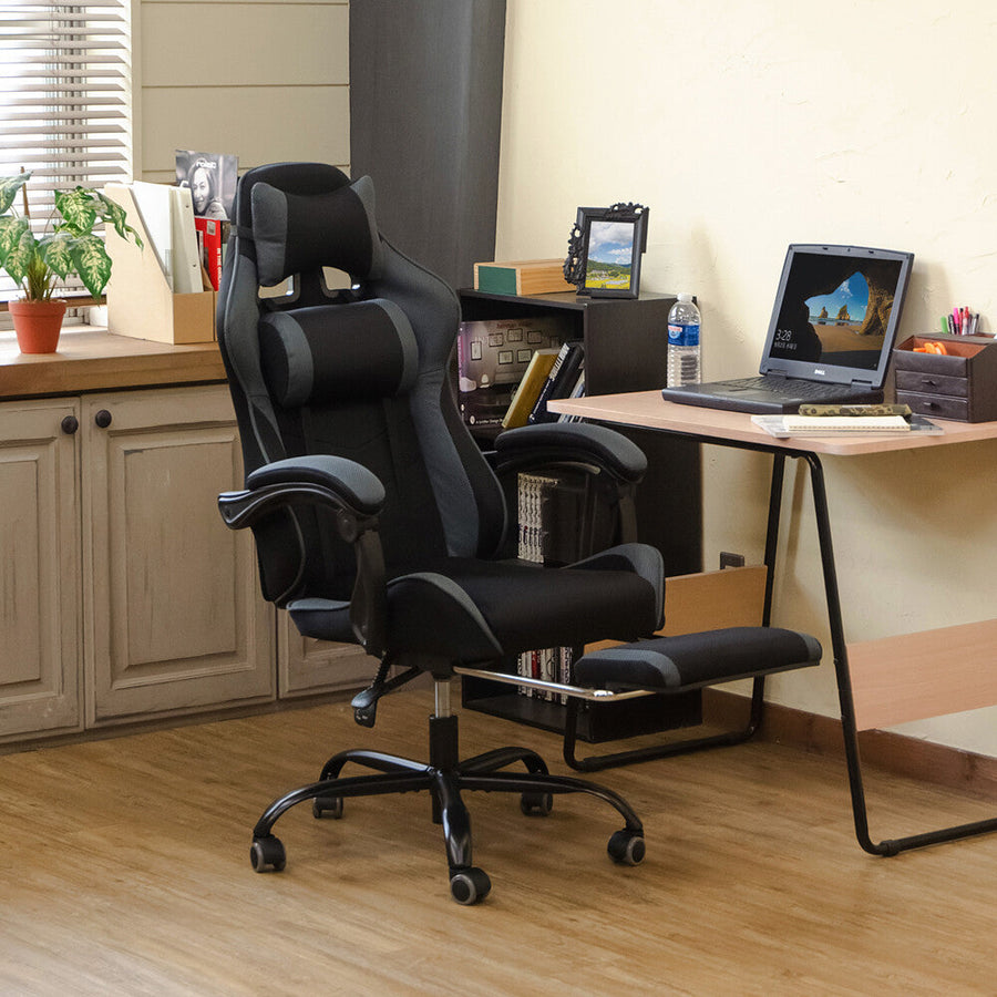 Basic design cushioned reclining full flat mesh racing chair