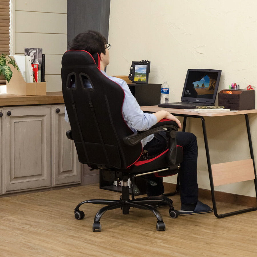 Basic design cushioned reclining full flat mesh racing chair