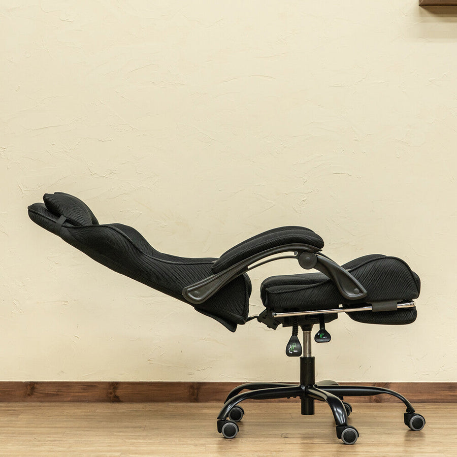 Basic design cushioned reclining full flat mesh racing chair